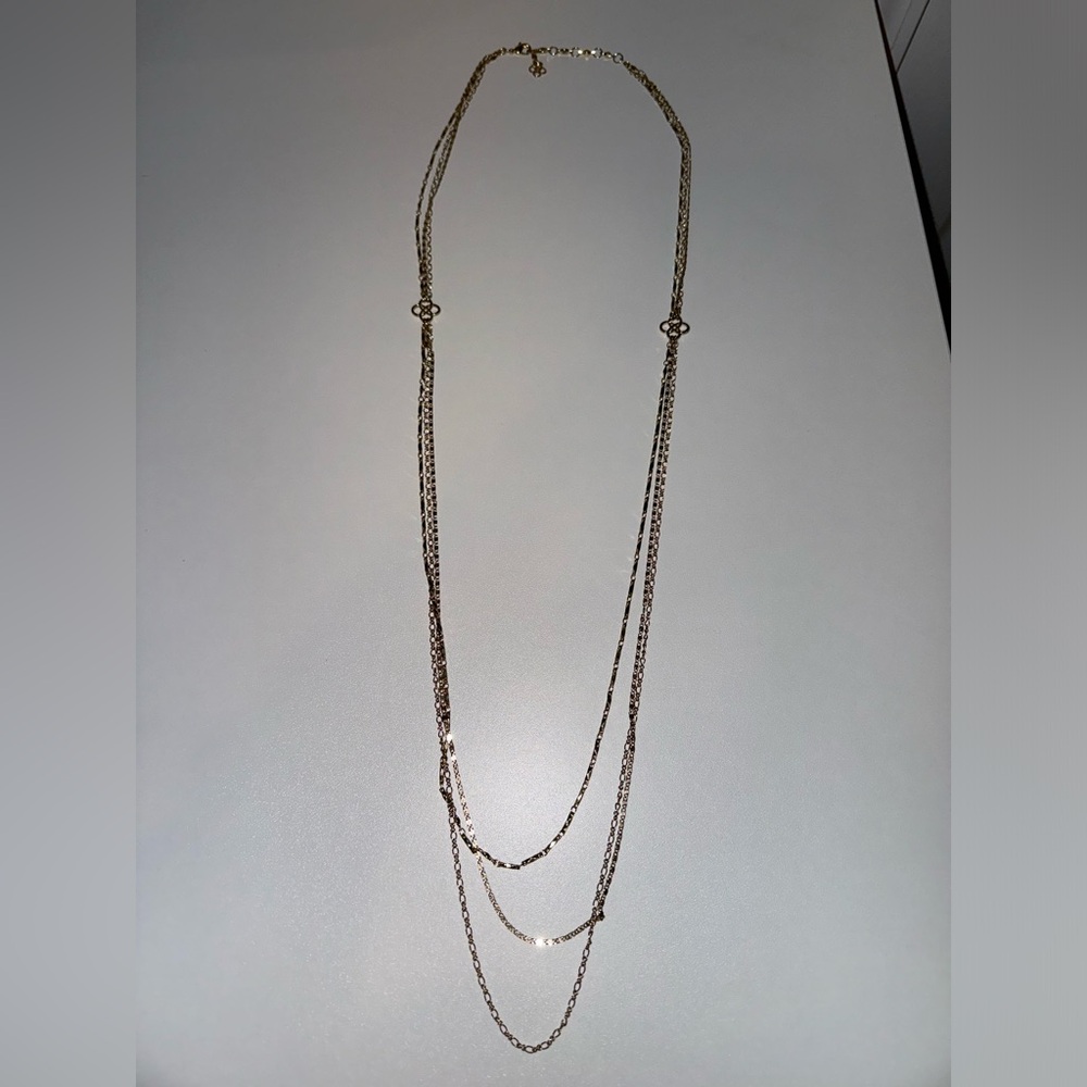 Stella & Dot Libby Layering Necklace Triple Strand Gold - BRAND NEW - Picture 2 of 8